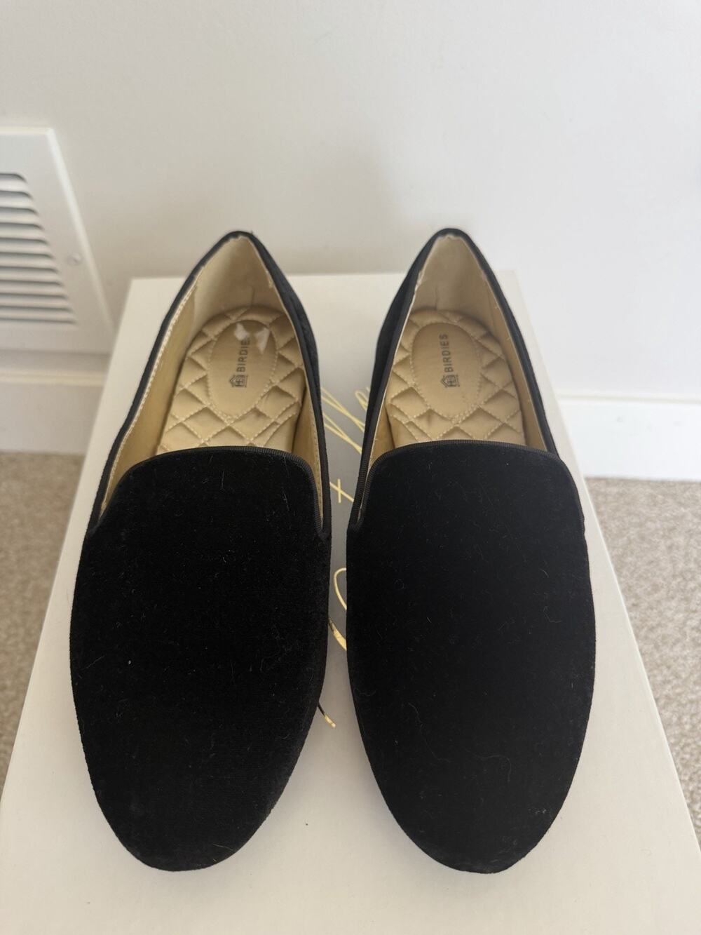 Birdies Black Velvet The Starling Flats Size 9 Smoking Shoes Evening Work Dress